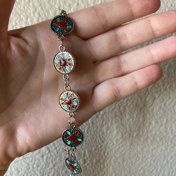 Colorful Handmade Floral Enamel Anklet - Picture 2 of 11